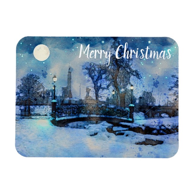 Íman Pintura da noite de inverno no parque urbano (Horizontal)