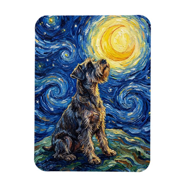 Íman Pintura da Noite Estrelada do Schnauzer Flexível (Vertical)