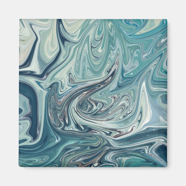 Íman Pintura de Abstrato no mar azul (Frente)
