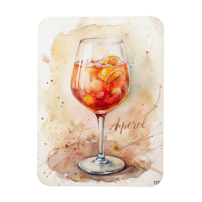 Íman Pintura de Aquarela de Spritz Aperol (Vertical)