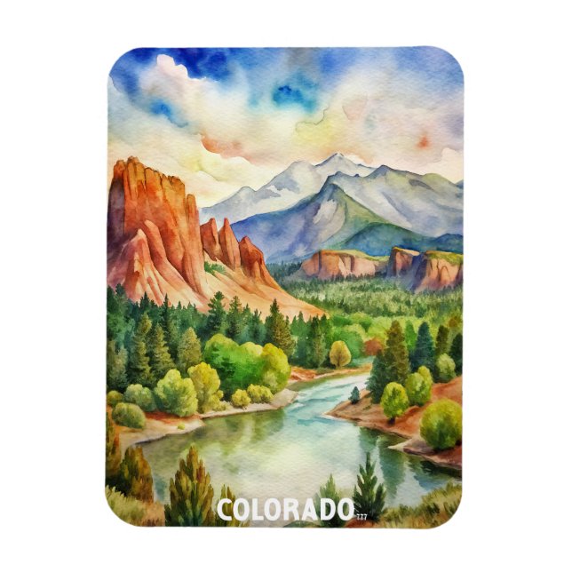 Íman Pintura de Aquarela do Colorado Mounties (Vertical)