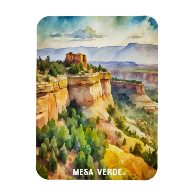 Íman Pintura de Aquarela do Parque Nacional Mesa Verde (Vertical)