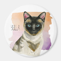 Pintura de Aquarela Elegante de Gato Siamês
