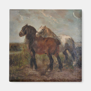 Íman Pintura de Arte Bela Marrom Draft Horse: Belga