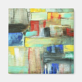 Íman Pintura de Arte Original Colorida Abstrato Citysca