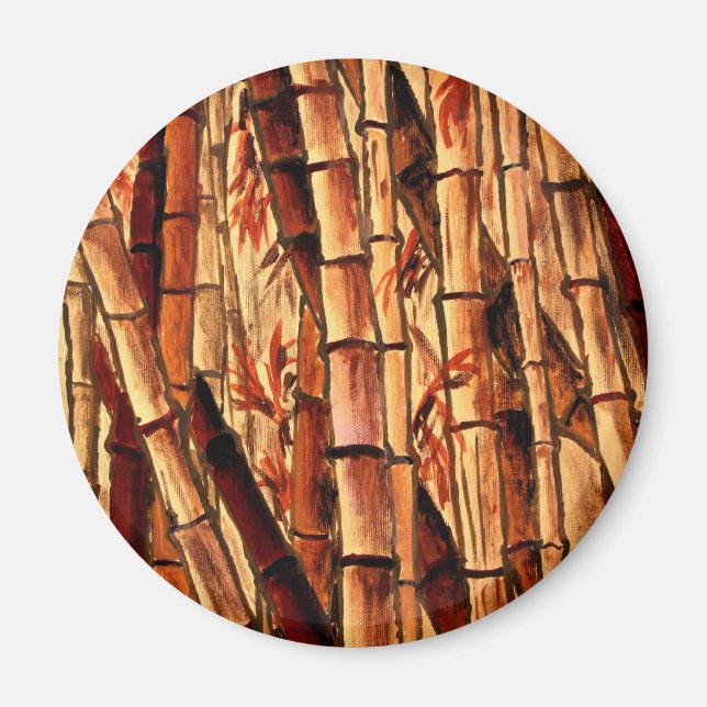 Íman pintura de bambu com arte oriental asiática (Frente)