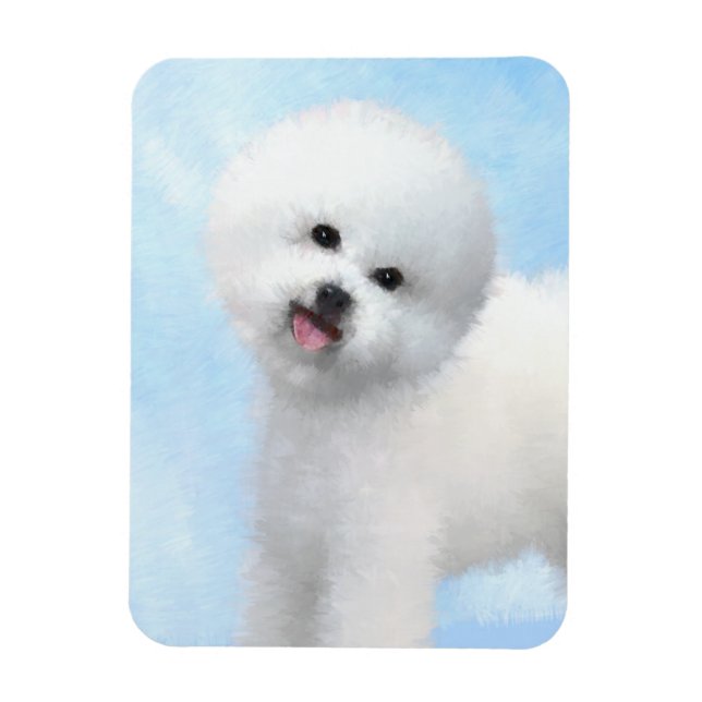 Íman Pintura de Bichon Frise - Arte de Cachorro Origina (Vertical)