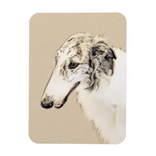 Íman Pintura de Borzoi (Silver Brindle) Original