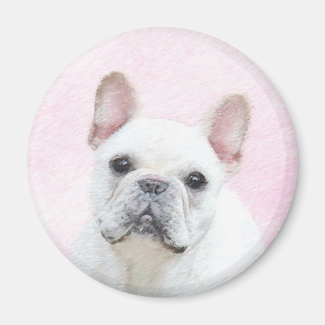 Íman Pintura de Bulldog Francês (Creme/Branco) - Arte C (Frente)