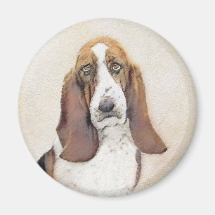 Íman Pintura de Cachorro Basset - Arte de Cachorro Orig