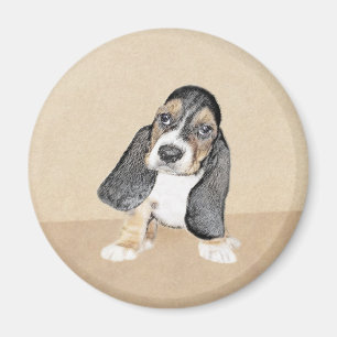 Íman Pintura De Cachorro De Basset - Arte De Cão Origi