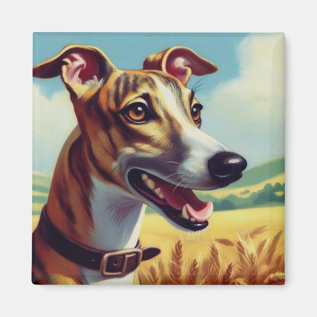 Íman Pintura de Cachorro de Bippete Retro (Frente)