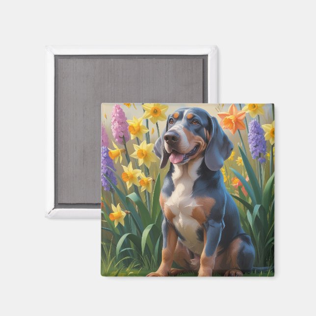 Íman Pintura de Cachorro de Confinação Bluetick (Front/Back)