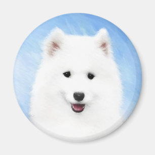 Íman Pintura De Cachorro Samoia - Arte Cachorro Origina