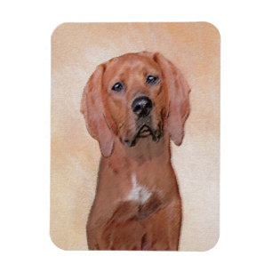 Íman Pintura De Cães Redbone - Arte De Cães Original