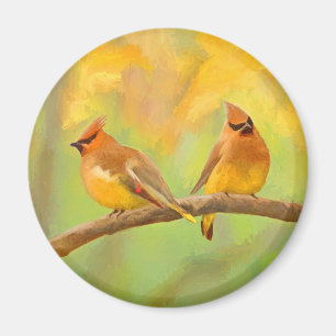 Íman Pintura De Cedar Waxwing - Arte De Cachorro Origin
