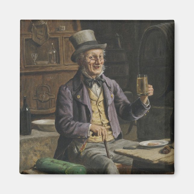 Íman Pintura de cerveja bebendo (Frente)