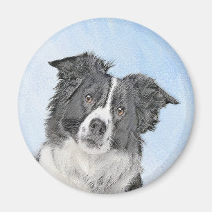 Íman Pintura de Collie de Borda - Arte de Cachorro Orig