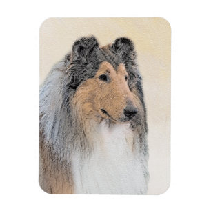 Íman Pintura de Collie (Rough) - Arte Cão Original Bon