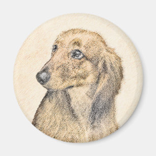 Íman Pintura de Dachshund (Longhaired) - Arte de Cão O