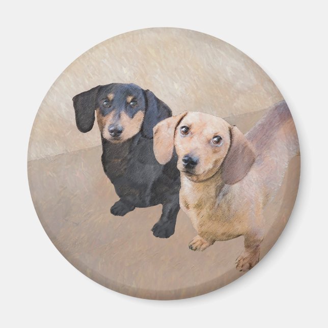 Íman Pintura de Dachshund (Smooth) - Arte de Cão Origin (Frente)