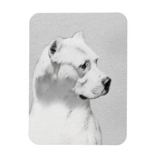 Íman Pintura de Dogo Argentino - Arte Original de Cães