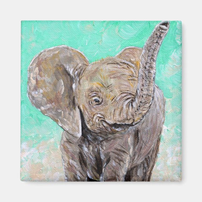Íman Pintura de elefante bebê (Frente)