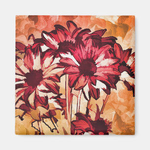 Íman Pintura de Flor Vermelho Russo