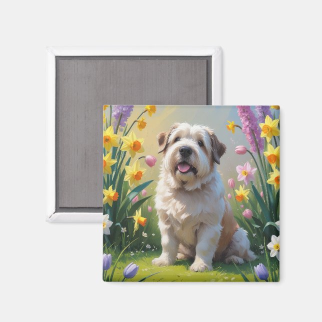 Íman Pintura de Flores de Primavera do Old English Shee (Front/Back)