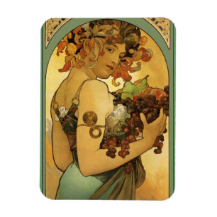 Íman Pintura de Fruta Alphonse Mucha