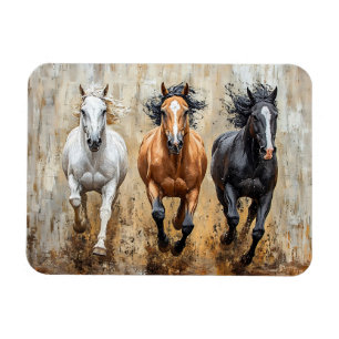 Íman Pintura de Galopagem de Trio Cavalo