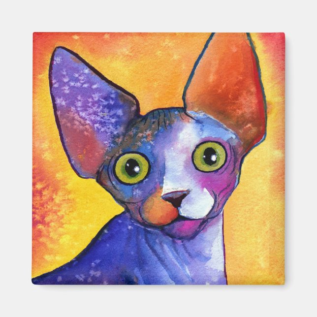 Íman Pintura de gata 3 esfinge vibrante (Frente)