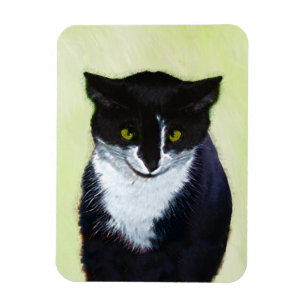 Íman Pintura De Gato Tuxedo - Arte De Gato Original Bon