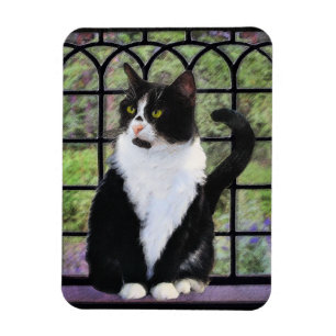 Íman Pintura de Gato Tuxedo - Arte de Gato Original Cus