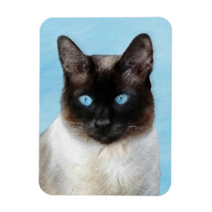 Íman Pintura de Gatos Siameses - Arte de Gato Original