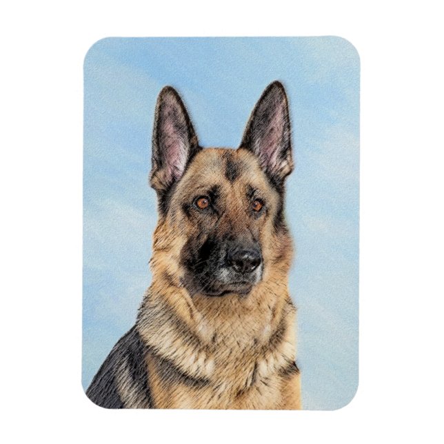 Íman Pintura de german shepherd - Arte de Cachorro Orig (Vertical)