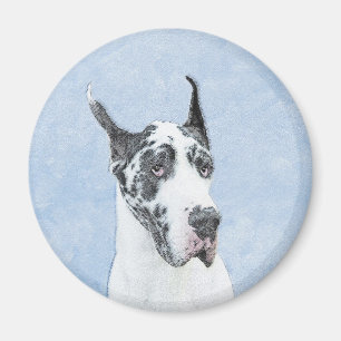 Íman Pintura de Great Dane (Arlequim) - Arte Original d