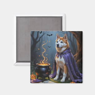 Íman Pintura de Halloween Caprichosa do Cão Akita
