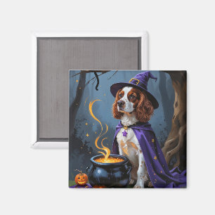 Íman Pintura de Halloween Caprichosa do Cão Brittany Sp
