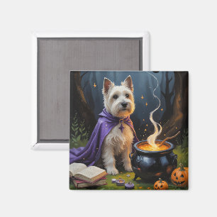 Íman Pintura de Halloween Caprichosa do Cão Terrier Cai