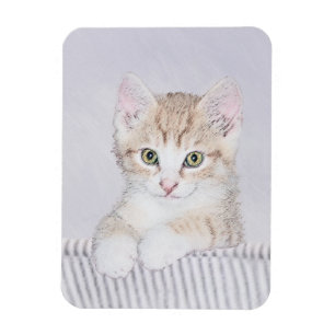 Íman Pintura de Kitten Amarelo - Arte Original para Gat