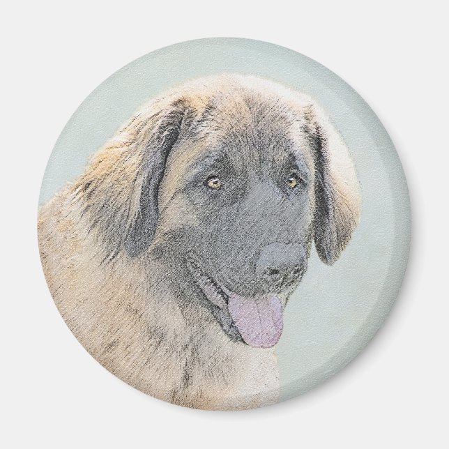 Íman Pintura de Leonberger - Arte de Cachorro Original  (Frente)