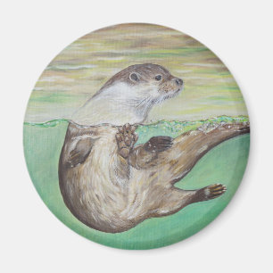 Íman Pintura de Lontra do Rio Reprodutor