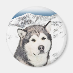Íman Pintura de Malamute no Alasca - Arte de Cachorro O