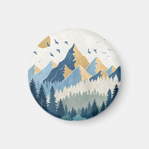 Pintura de montanhas com pássaros em voo
