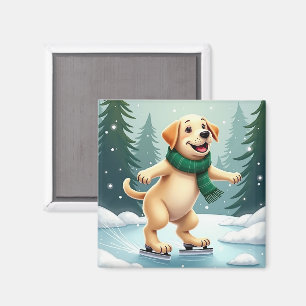 Íman Pintura de Natal de Labrador Retriever Patinando n