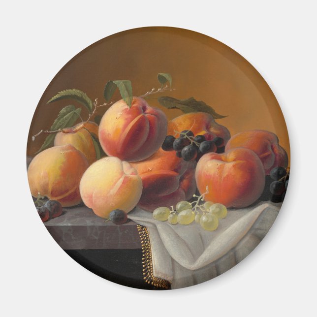 Íman Pintura de Natureza Morta de Frutas com Pêssegos e (Frente)