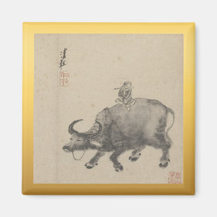 Íman Pintura de Ox de Ano Novo Chinês Zodíaco SqRM