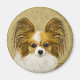 Íman Pintura de Papillon (Hound Tri) - Arte de Cão Orig