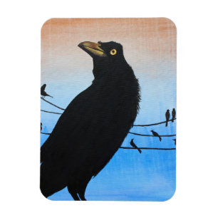 Íman Pintura de pássaro natureza vida selvagem Grackle 